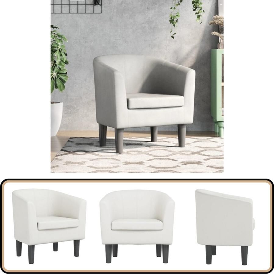VidaXL Kuipstoel Kunstleer Wit Comfortabel design Kuipstoel Fauteuils Lounge Stoel Witte Stoel Eetkamerstoelen - Foto 3