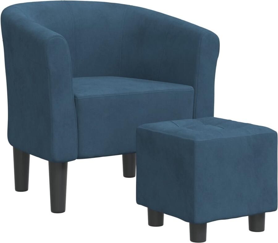 VidaXL Kuipstoel Kuipstoelen Fauteuil Relaxfauteuil Kuipstoel met voetenbank fluweel donkerblauw
