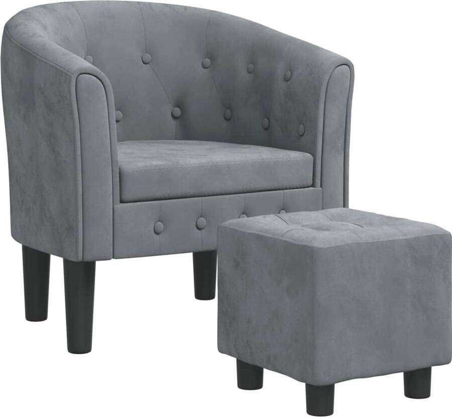 VidaXL Kuipstoel met voetenbank Fluweel Donkergrijs Kuipstoel Kuipstoelen Fauteuil Relaxfauteuil