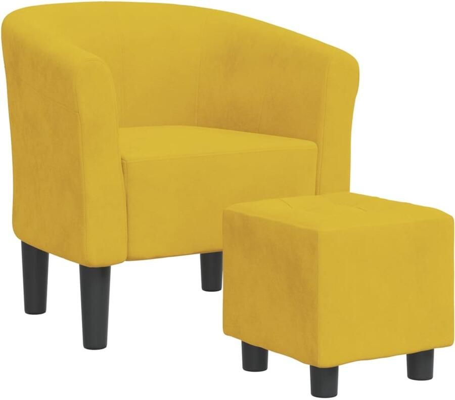 VidaXL Kuipstoel met voetenbank Fluweel Geel Moderne Kuipstoel Fauteuils Fluweel Stoel Gelkleurige Stoel Lounge Stoel