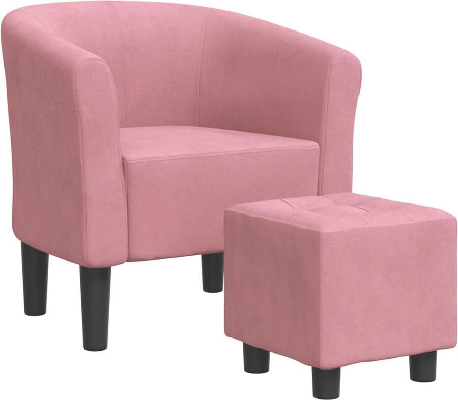 VidaXL Kuipstoel met voetenbank Fluweel Roze Kuipstoel Kuipstoelen Fauteuil Relaxfauteuil