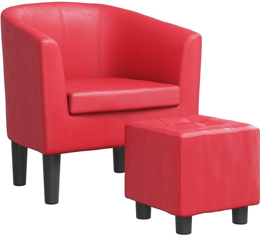 VidaXL Kuipstoel met voetenbankje kunstleer rood
