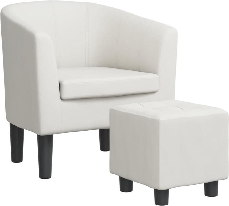 VidaXL Kuipstoel met voetenbankje kunstleer wit