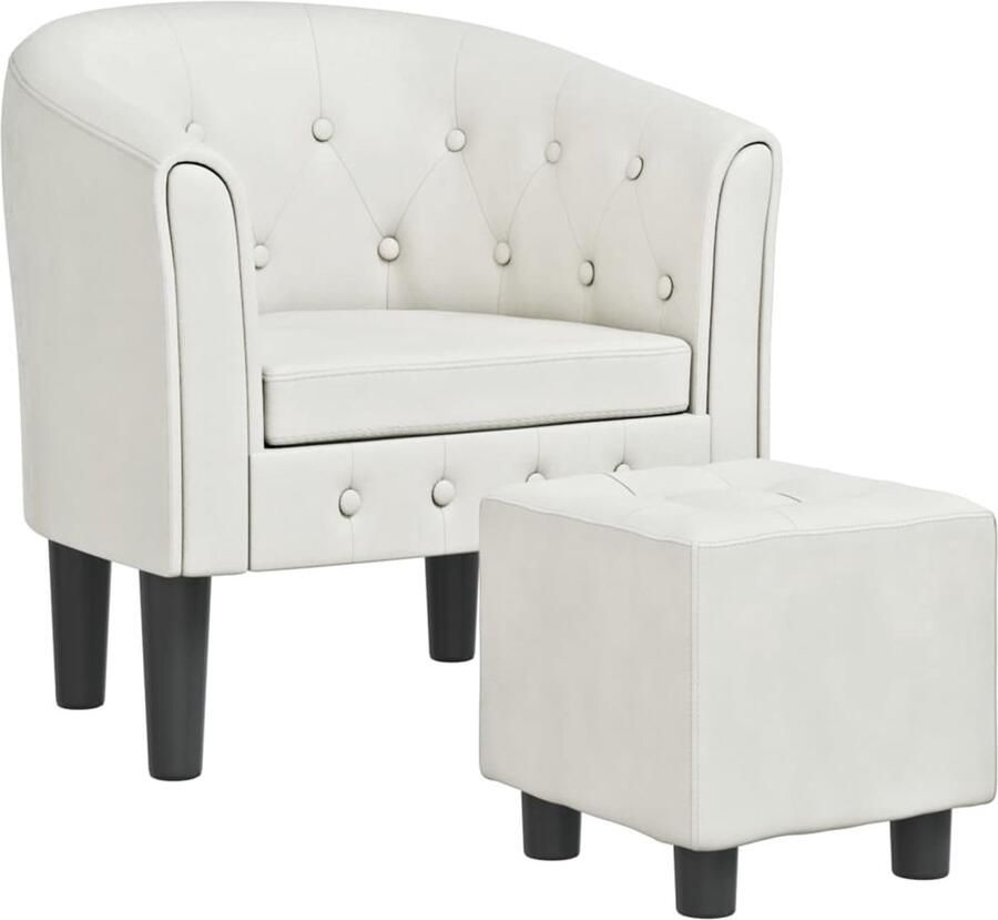 VidaXL Kuipstoel Kuipstoelen Fauteuil Relaxfauteuil Kuipstoel met voetenbankje kunstleer wit