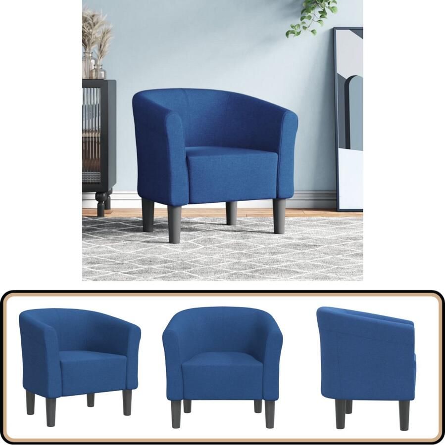 VidaXL Kuipstoel Stof Blauw Comfortabel design Slaapkamerstoel Kuipstoel Lounge Stoel Fauteuils Designstoelen