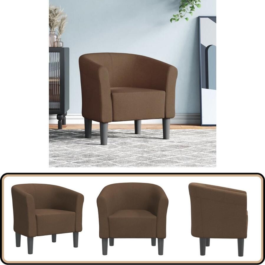 VidaXL Kuipstoel Stof Bruin Comfortabel design Moderne Kuipstoel Fauteuils Bruine Stoel Lounge Stoel Eetkamerstoelen - Foto 2