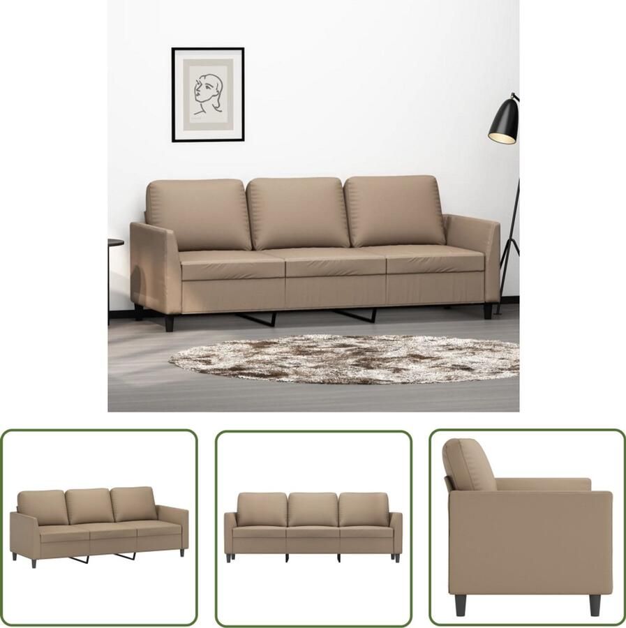 The Living Store Driezitsbank 180 cm kunstleer cappuccinokleurig Drie Zitsbank Kunstleder Bank Banks Kopen Lounge Bank Salontafel