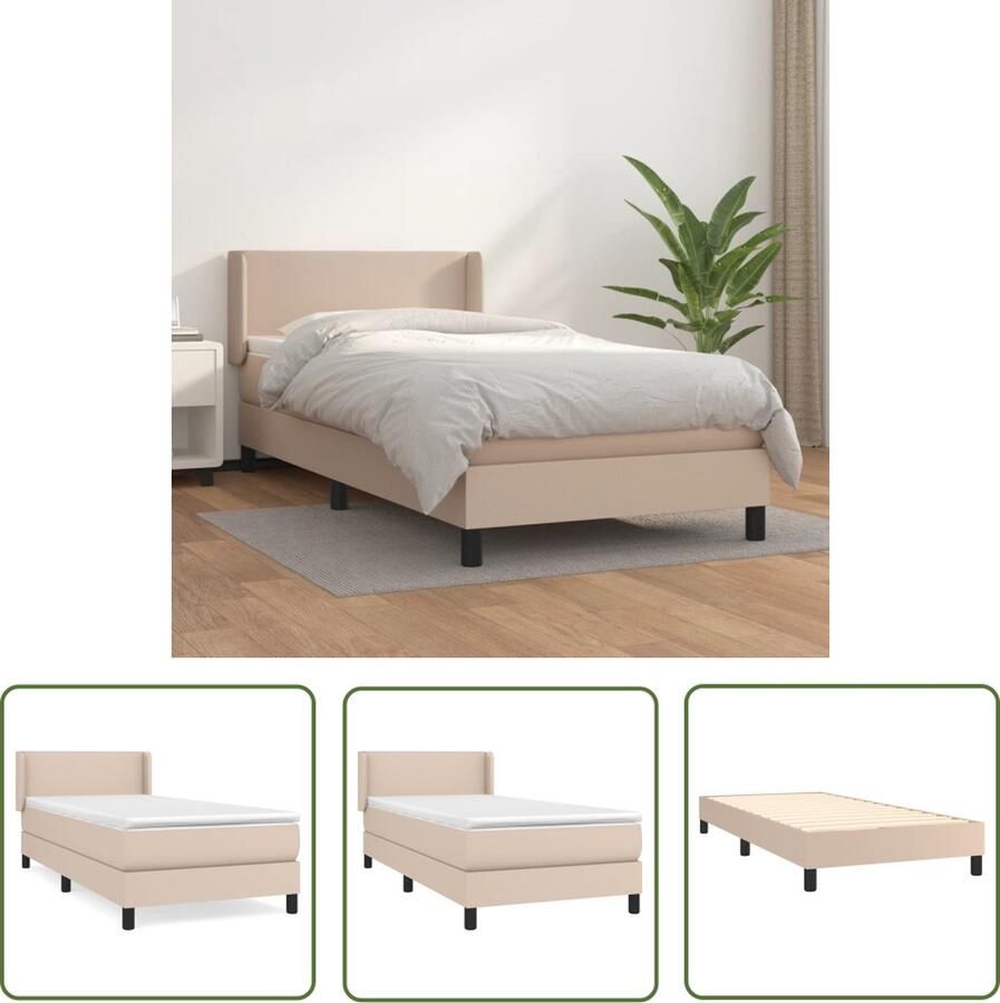 The Living Store Boxspring Bed Cappuccino 193x93x78 88 cm Kunstleer Pocketvering Boxspring Bed Kunstleder Bed Boxspring Frame Kapstok Bedroom Furniture