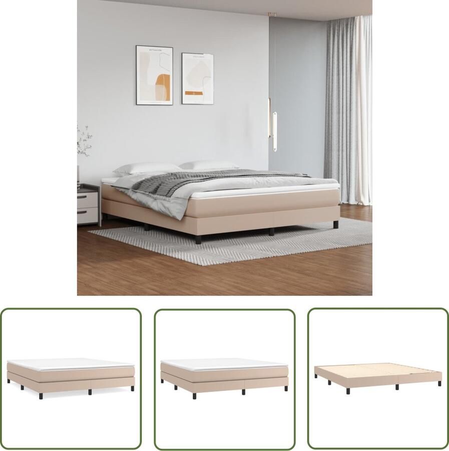 The Living Store Boxspringframe Cappuccino 203 x 180 x 25 cm Kunstleer Boxspring Frame Kunstleder Bed Bruine Bedbank Tweepersoons Bed Bedroom Furniture