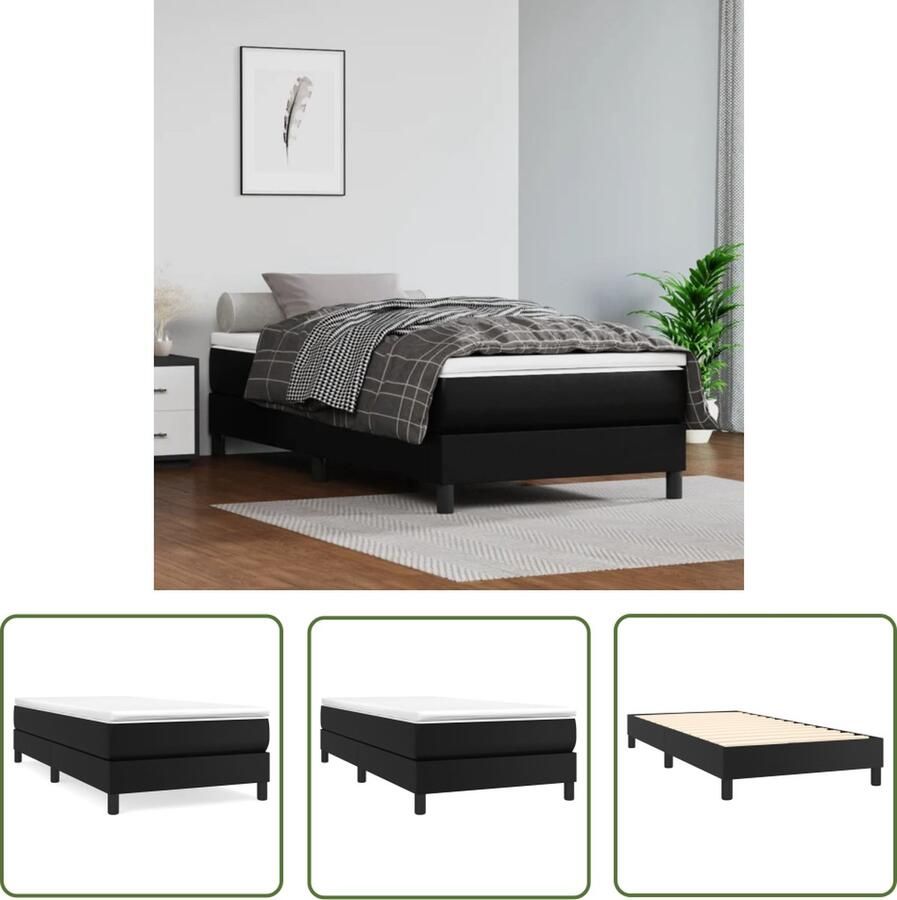 The Living Store Boxspringframe kunstleer zwart 100x200 cm Boxspringframe Boxspringframes Bed Ledikant Slaapmeubel Bedframe Bedbodem Eenpersoonsbed Boxspring Bedden Ledikanten