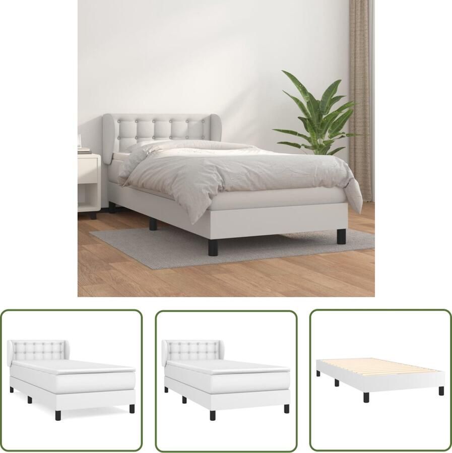 The Living Store Boxspringbed Kunstleer 193 x 93 x 78 88 cm Verstelbaar hoofdbord Pocketvering matras Middelharde ondersteuning Huidvriendelijk topmatras