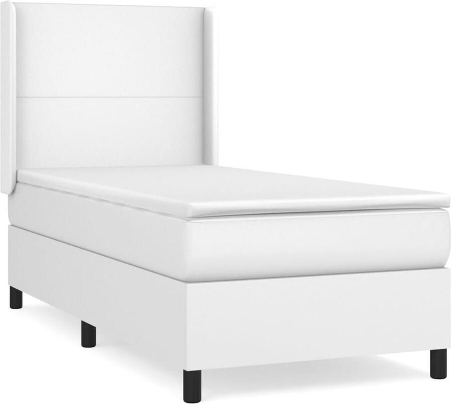 The Living Store Boxspring met matras kunstleer wit 80x200 cm Boxspring Boxsprings Bed Slaapmeubel Boxspringbed Boxspring Bed Tweepersoonsbed Bed Met Matras Bedframe Ledikant Bed Met Hoofdbord - Foto 5