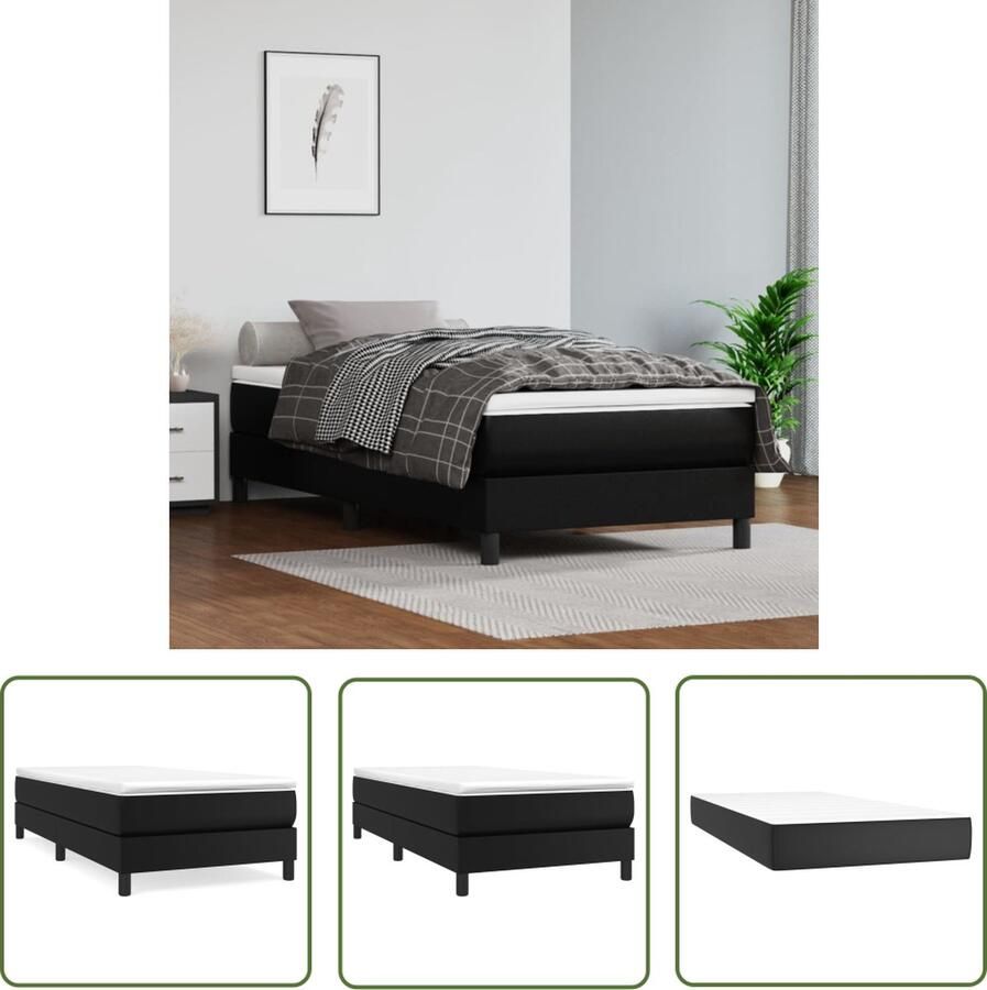 The Living Store Boxspringbed Gary Bedden 203x100x25 cm Duurzaam kunstleer Pocketvering matras Middelharde ondersteuning Huidvriendelijk topmatras Multiplex lattenbodem Inclusief montagehandleiding - Foto 2