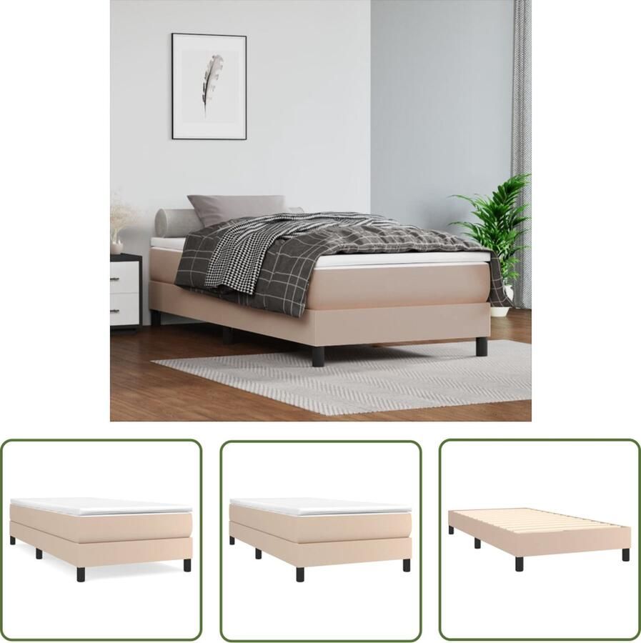 The Living Store Boxspringframe kunstleer cappuccino 80x200 cm Boxspringframe Boxspringframes Bed Ledikant Slaapmeubel Bedframe Bedbodem Eenpersoonsbed Boxspring Bedden Ledikanten