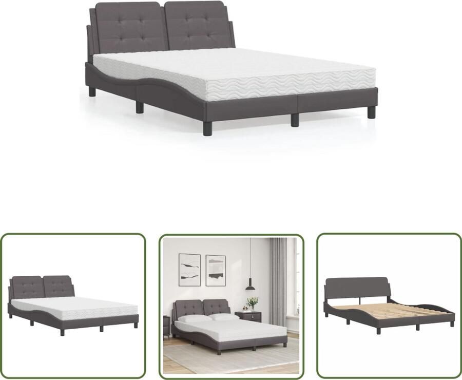 VidaXL Kunstleder Bed Slaapcomfort Bedframe zonder matras Zadar kunstleer grijs 120x200 cm Boxspring Bed Tweepersoonsbed King Size Bed