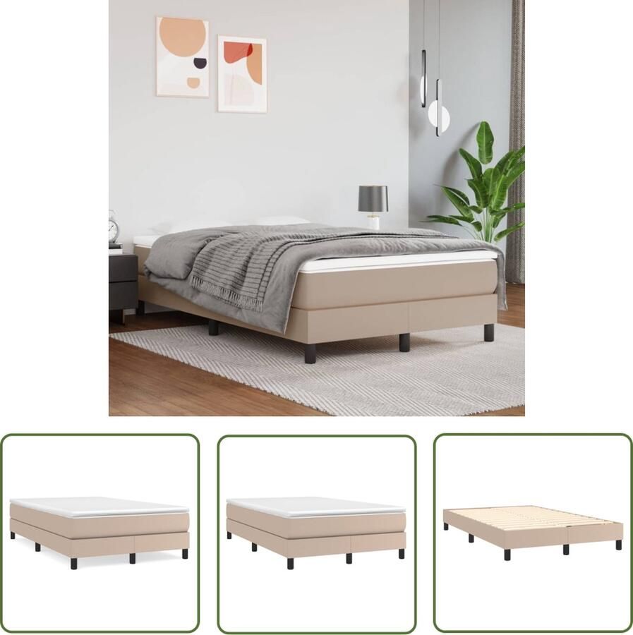 The Living Store Boxspringframe kunstleer cappuccino 120x200 cm Boxspringframe Boxspringframes Bed Ledikant Slaapmeubel Bedframe Bedbodem Tweepersoonsbed Boxspring Bedden Ledikanten