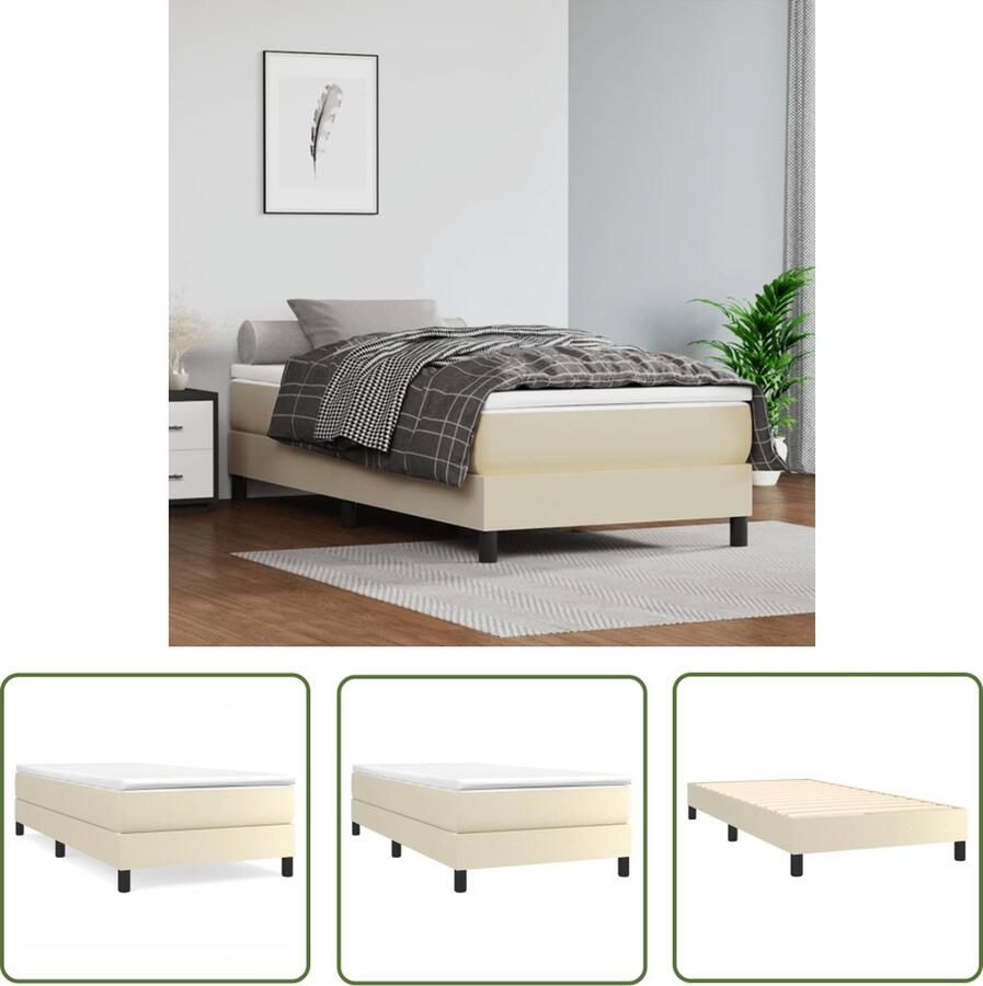 The Living Store Boxspringframe kunstleer crèmekleurig 80x200 cm Boxspringframe Boxspringframes Bed Ledikant Slaapmeubel Bedframe Bedbodem Eenpersoonsbed Boxspring Bedden Ledikanten - Foto 3