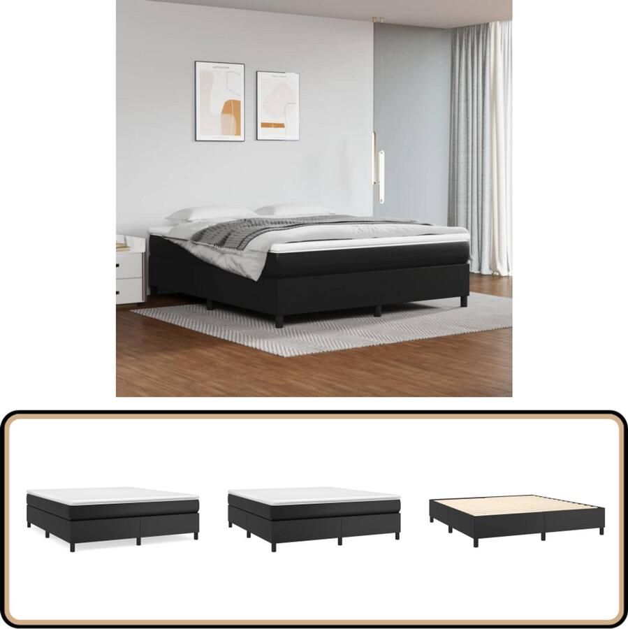 The Living Store Bedframe kunstleer zwart 160x200 cm Bedframe Bedframes Bed Slaapmeubel Bedbodem Ledikant Tweepersoonsbed Slaapbed Bedden Slaapmeubels Slaapmeubelen