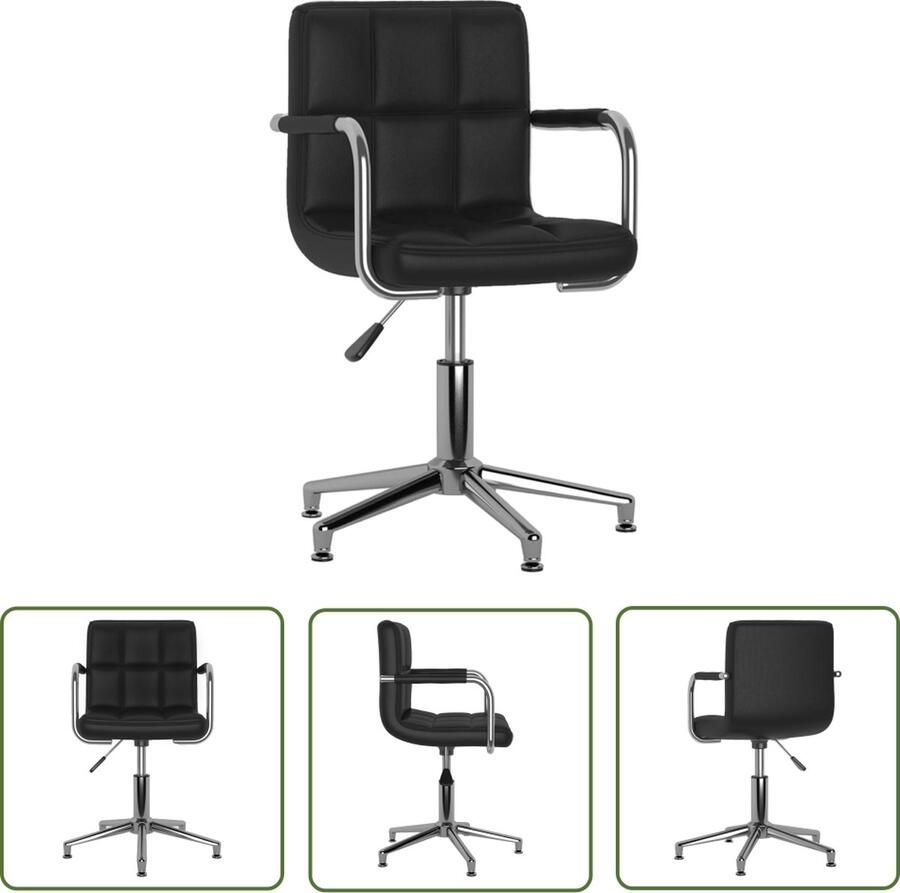VidaXL Eetkamerstoel draaibaar kunstleer zwart Draaibare Eetkamerstoel Kunstleder Eetkamerstoel Zwarte Eetkamerstoel Met Armleuningen Ergonomische Eetkamerstoel - Foto 2