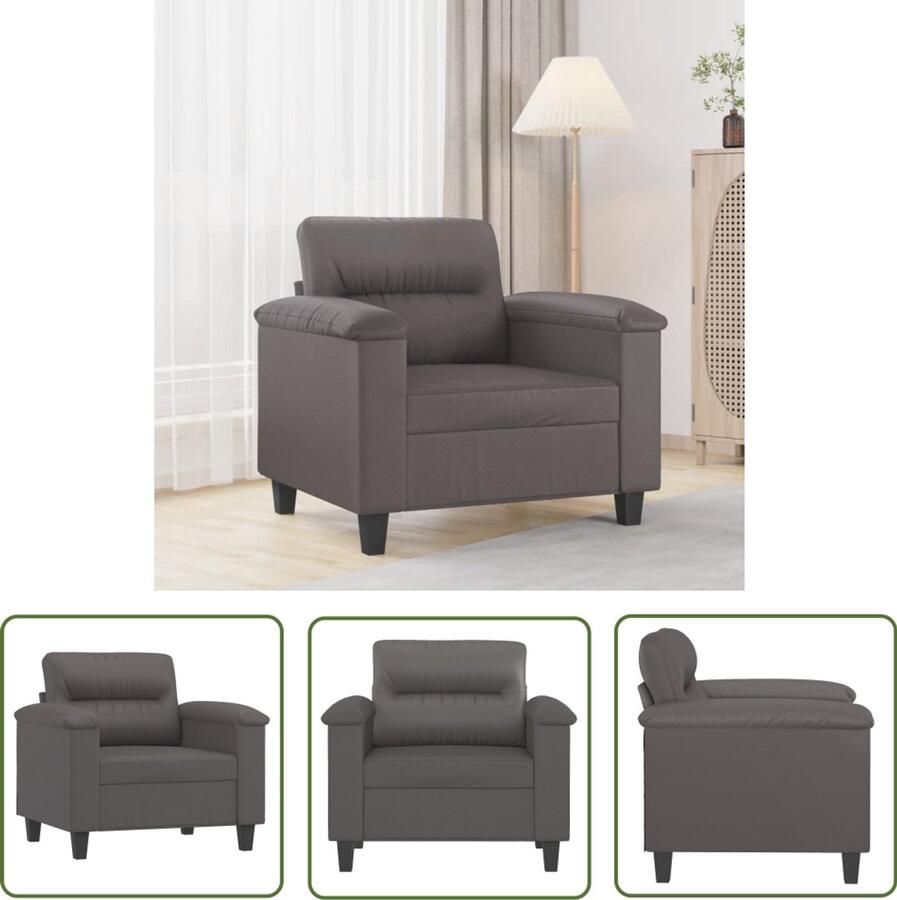 VidaXL Fauteuil 60 cm kunstleer grijs Fauteuil Kunstleder Lounge Zitzak Decoratie
