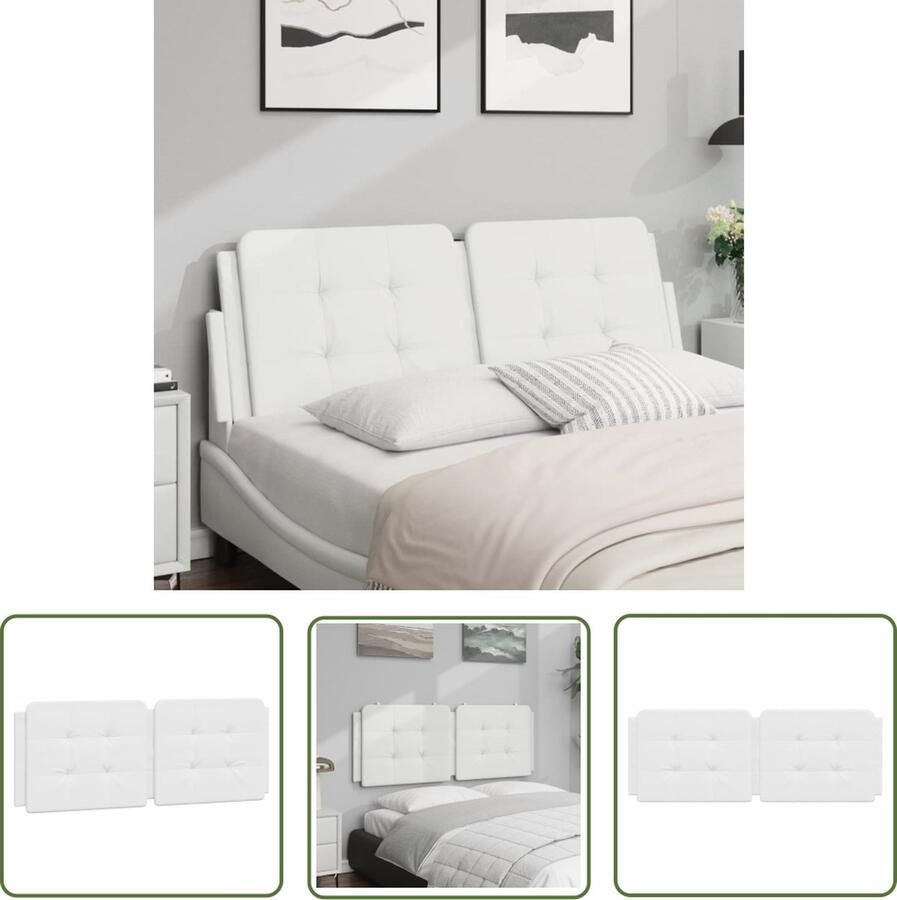 The Living Store Hoofdbordkussen 140 x 48 cm kunstleer LED-verlichting wit Hoofdbordkussens Kunstleder Hoofdbord Decoratief Led Verlichting Hoofdbord Wit