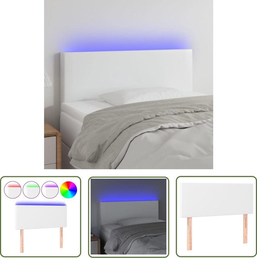 The Living Store LED-hoofdbord Hoofdeinde 80 x 5 x 78 88 cm Verstelbaar Kunstleer LED Hoofdbord Kunstleder Hoofdbord Met Led Verlichting Hoofdbord Wit Bedroom Decor
