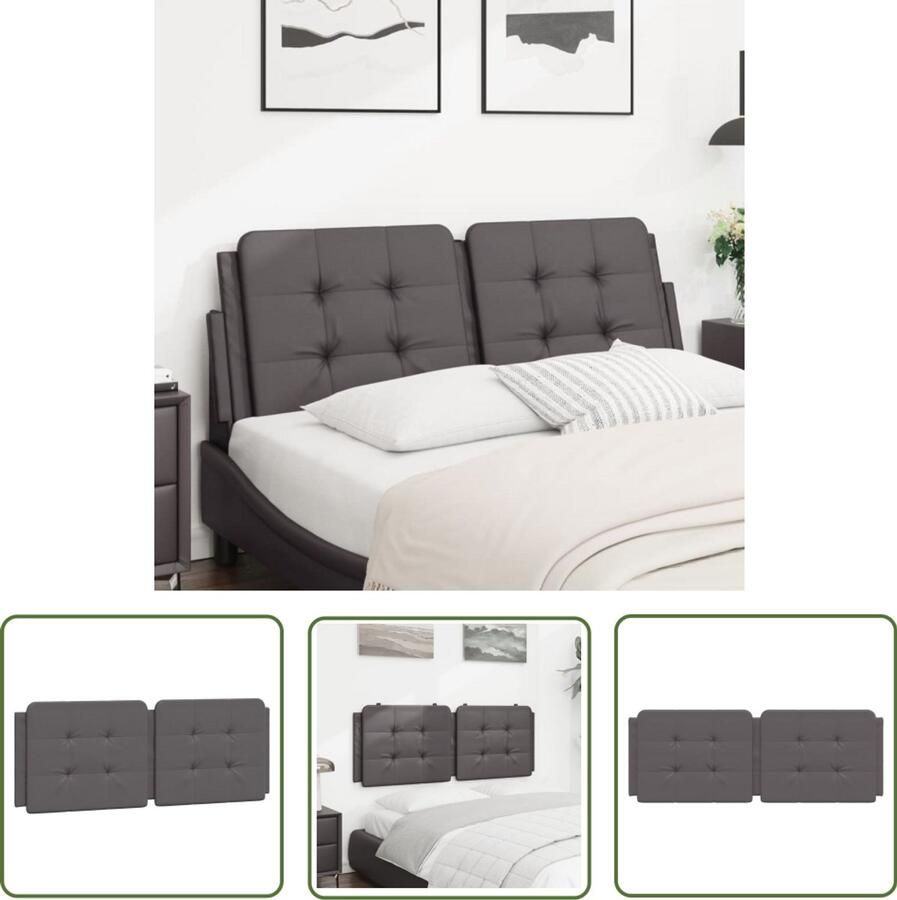 The Living Store Hoofdbordkussen 120 cm kunstleer grijs Hoofdbordkussen Kunstleder Grijze Hoofdborden Hoofdbord Decoreren Leeshoek In Bed