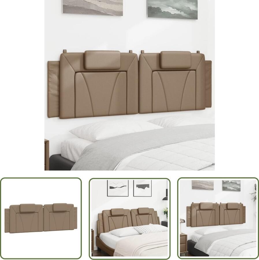 The Living Store Gestoffeerd Hoofdbordkussen 160 x 49 cm Cappuccino Kunstleer Schuim Gevuld Hoofdkussen Kunstleder Bruine Kleur Kapstok Leeshoek