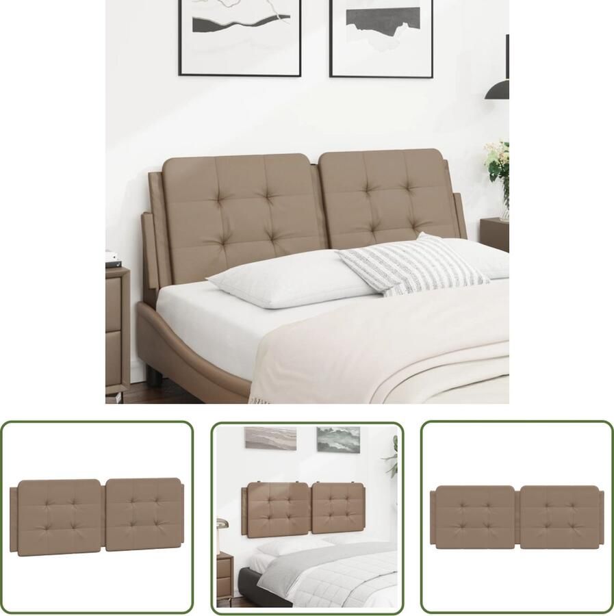 The Living Store Hoofdbordkussen 120 x 48 cm Kunstleer LED-verlichting Cappuccino Hoofdbordkussens Kunstleder Hoofdkussen Led Verlichting Hoofdbord Kapiteinbed Hoofdbord Decoratief