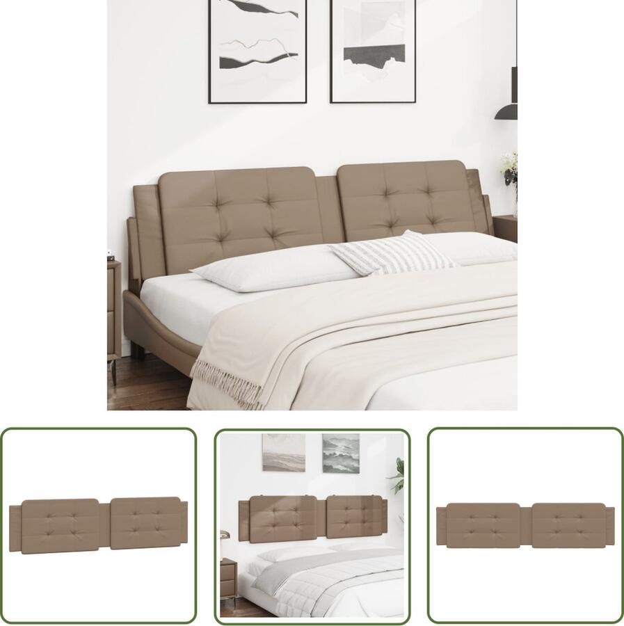 The Living Store Hoofdbordkussen 200 x 3 x 48 cm Kunstleer Cappuccino Sofakussen Hoofdkussens Kunstleder Kapiteinbed Hoofdbord Loungebed