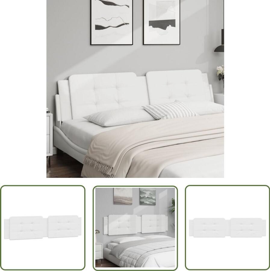 The Living Store Hoofdbordkussen 200 cm kunstleer wit Hoofdkussens Kunstleder Hoofdbord Beddecoratie Slaapcomfort