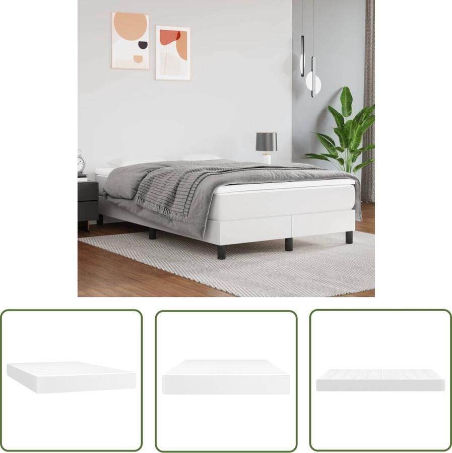 The Living Store Pocketveringmatras Duurzaam kunstleer Pocketveren en schuim 120 x 200 x 20 cm Middelharde ondersteuning Wit Pocketveringmatras Kunstleder Matras 120x200 Medium Hard Matras Witte Matras