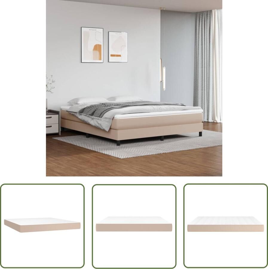 The Living Store Pocketveringmatras 160x200x20 cm kunstleer cappuccinokleurig Pocketveringmatras Kunstleder Matras Tweepersoons Matras Bruine Matras Medium Hard Matras