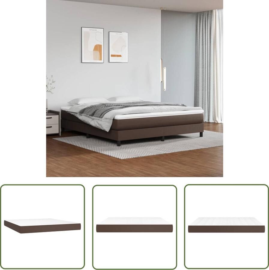 The Living Store Pocketveringmatras Kunstleer Pocketveren en schuim 180 x 200 x 20 cm Middelharde ondersteuning Wit en bruin Pocketveringmatras Kunstleder Matras Medium Hard Anti Allergisch Matras Tweepersoons Matras