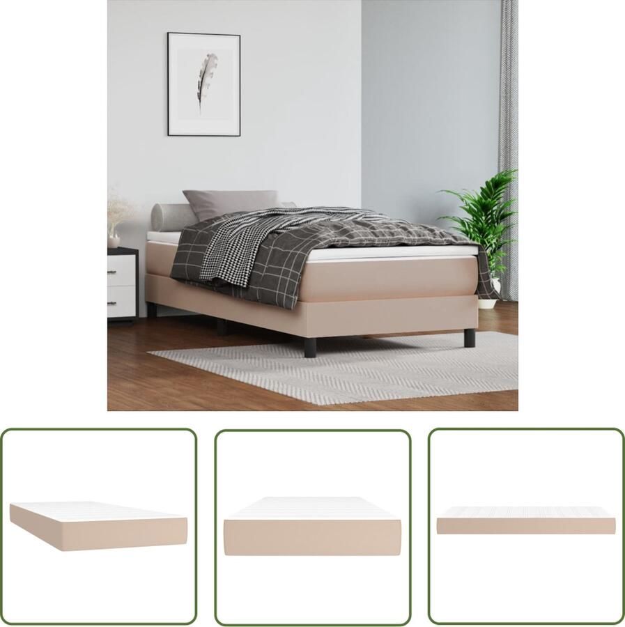 The Living Store Pocketveringmatras Comfort Matras 90 x 200 x 20 cm Duurzaam kunstleer Pocketveringmatras Kunstleder Matras 90x200 Bruine Matras Comfortabele Matras