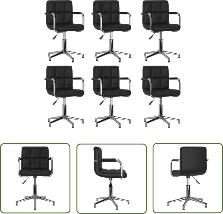 VidaXL Eetkamerstoel draaibaar kunstleer zwart Draaibare Eetkamerstoel Kunstleder Eetkamerstoel Zwarte Eetkamerstoel Met Armleuningen Ergonomische Eetkamerstoel - Foto 3