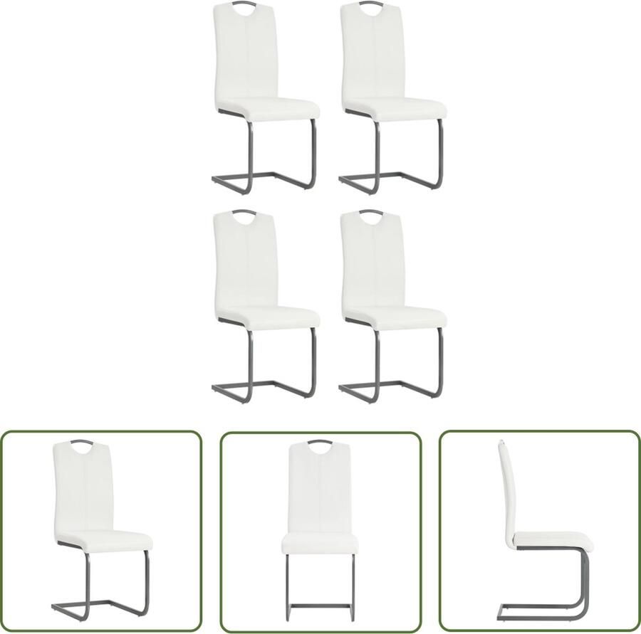 The Living Store Eetkamerstoelenset Kunstleer staal 43x55x100 cm Wit Eetkamerstoelen Kunstleder Meubels Witte Eetkamerstoelen Design Stoelen Moderne Stoelen - Foto 2