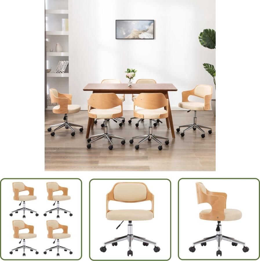 The Living Store Eetstoelen Set van 4 Kunstleren bekleding Houten frame Verstelbare hoogte Eetkamerstoelen Kunstleder Meubels Comfortabele Stoelen Eetkamer Sets Dining Chairs - Foto 2