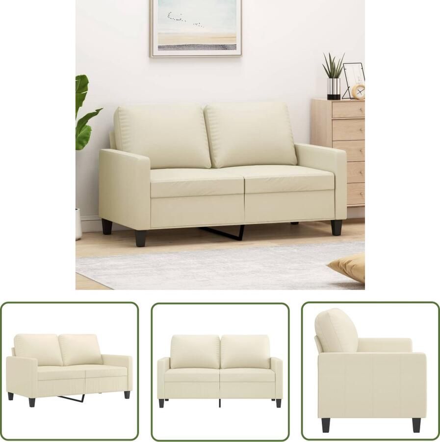 The Living Store Tweezitsbank 120 cm kunstleer crèmekleurig Tweezitsbank Kunstleder Sofa Salontafel Banks Kopen Lounge Meubilaar