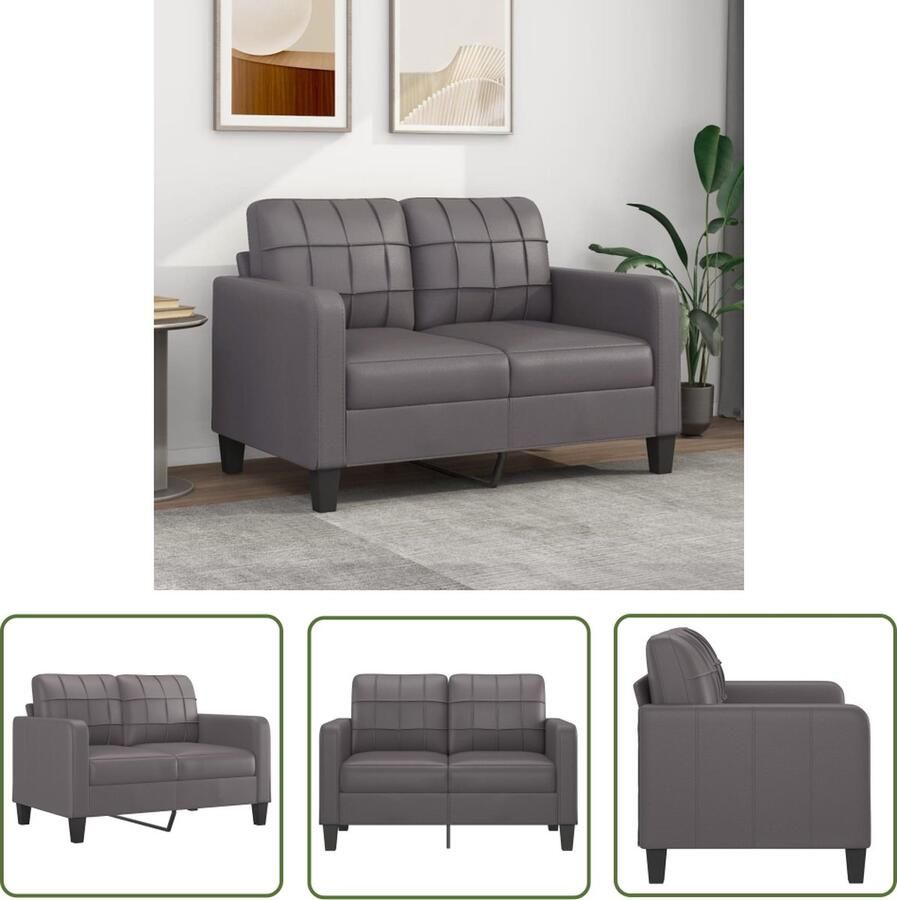 The Living Store 2-zitsbank Kunstleer Grijs 138 x 77 x 80 cm Duurzaam materiaal Stevig frame Comfortabele zitervaring Tweezitsbank Kunstleder Sofa Grijze Bank Lounge Meubilair Living Room Furniture
