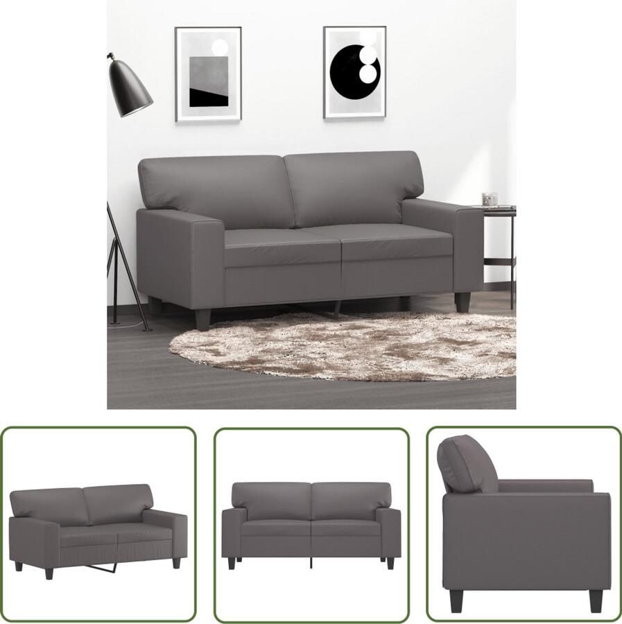 The Living Store Ik kan de informatie die je hebt gegeven verwerken tot een -geoptimaliseerde titel 2-zitsbank Kunstleer Grijs Comfortabele zitervaring