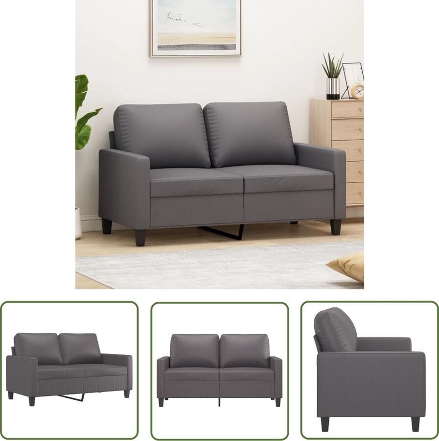 The Living Store Bank 2-zits Kunstleer Grijs (138x77x80cm) Tweezitsbank Kunstleder Sofa Salontafel Bankso Fauteuils Lounge Meubels - Foto 2