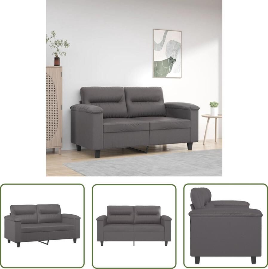 The Living Store Tweezitsbank 120 cm kunstleer grijs Tweezitsbank Kunstleder Sofa Salontafel Banksofa Lounge Meubilair