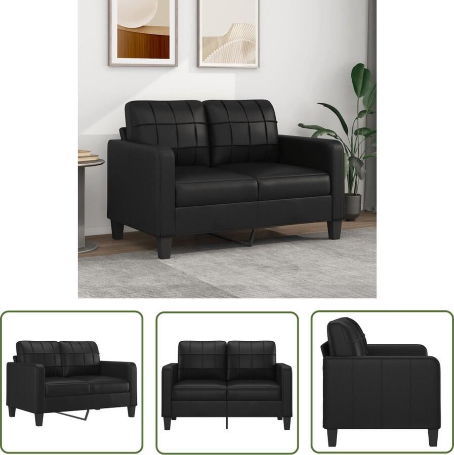 The Living Store Bank Basic 2-zitsbank 138 x 77 x 80 cm Duurzaam kunstleer Stevig metalen frame Comfortabele zitervaring Modern ontwerp Kleur- zwart Tweezitsbank Kunstleder Sofa Zwarte Bank Banks Kopen Lounge Meubels