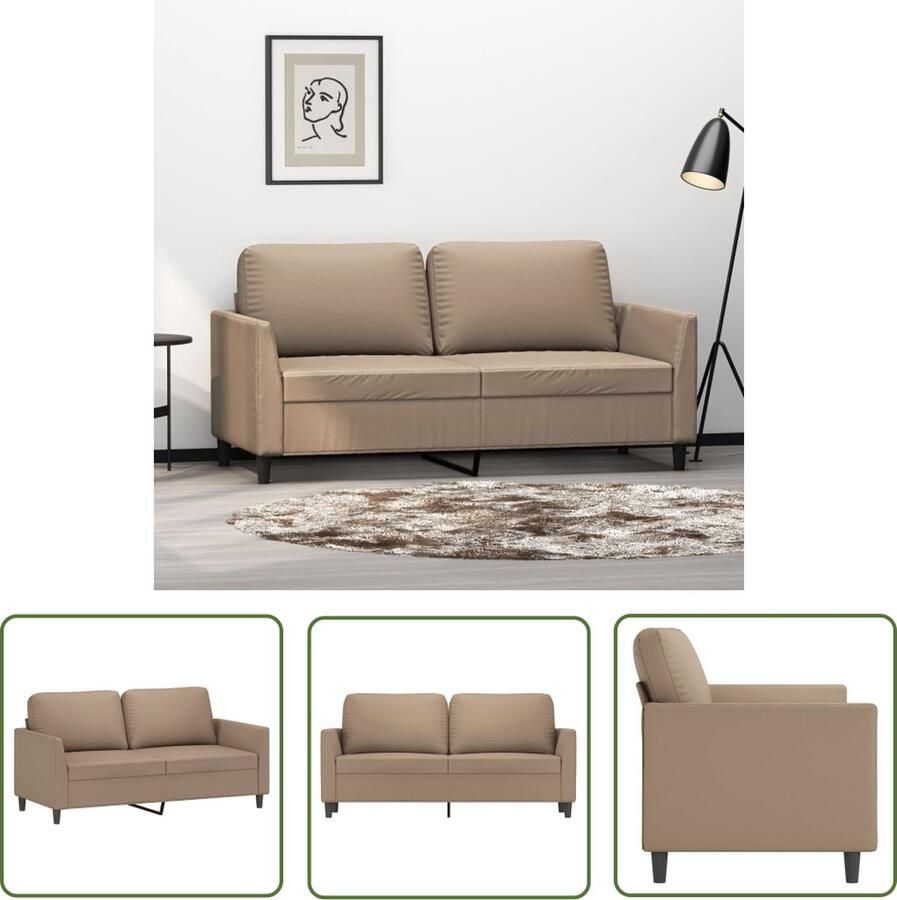 The Living Store 2-zitsbank Kunstleer Cappuccino 158 x 77 x 80 cm Duurzaam materiaal Tweezitsbank Kunstleder Sofa Bruine Bank Salontafel Livingroom Meubels