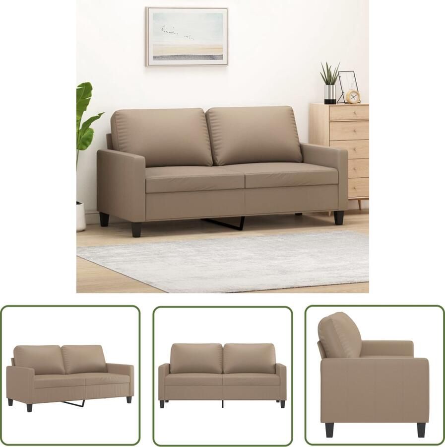 The Living Store 2-zitsbank Kunstleer Cappuccino 158 x 77 x 80 cm Duurzaam materiaal Tweezitsbank Kunstleder Sofa Bruine Bank Salontafel Livingroom Meubels - Foto 2