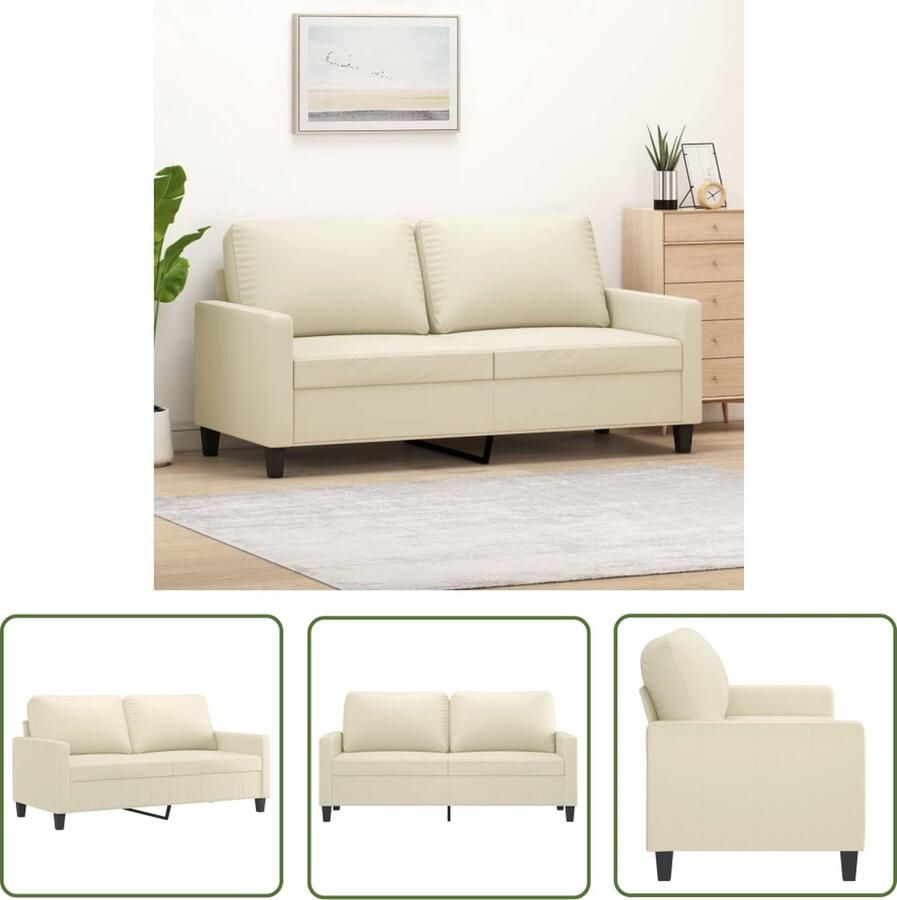 The Living Store Tweezitsbank 140 cm kunstleer crèmekleurig Tweezitsbank Kunstleder Sofa Salonbank Banks Kopen Creme Kleuren