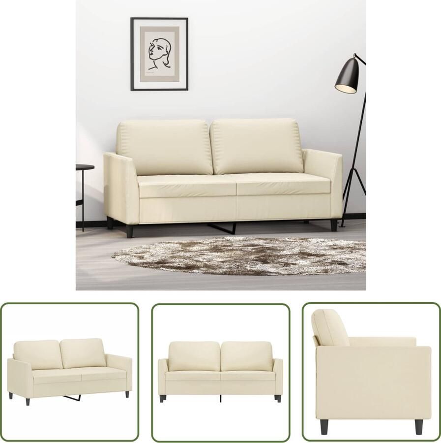 The Living Store 2-zitsbank Kunstleer Crème 160 x 77 x 80 cm Duurzaam Stabiel Tweezitsbank Kunstleder Sofa Salontafel Bankso Fauteuils Lounge Meubels