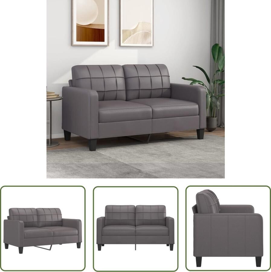 The Living Store 2-zitsbank Kunstleer 158 x 77 x 80 cm Grijs Tweezitsbank Kunstleder Sofa Grijze Bank Lounge Meubels Living Room Furniture