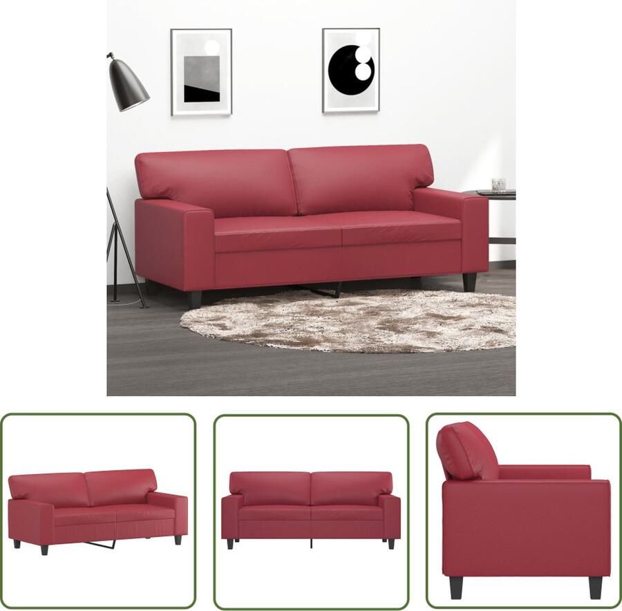 The Living Store Tweezitsbank 140 cm kunstleer wijnrood Tweezitsbank Kunstleder Sofa Rode Bank Salonbank Lounge Bank